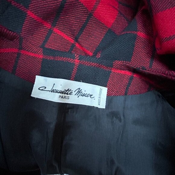 Jeannette Miner Paris Women's Button Down Red Tartan Plaid Wool Vest Size 42 - Picture 3 of 8